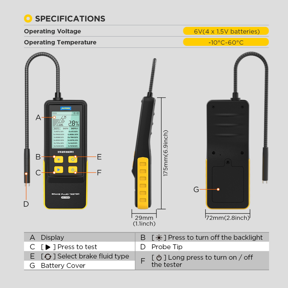 AUTOOL AS502 Professional Brake Fluid Testing Tool