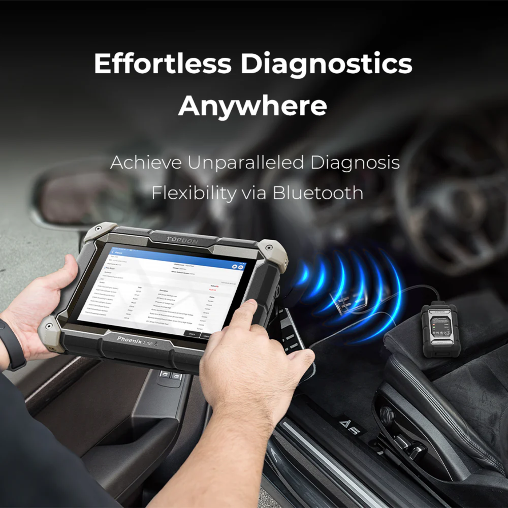 TOPDON diagnostic tablet displaying vehicle topology mapping