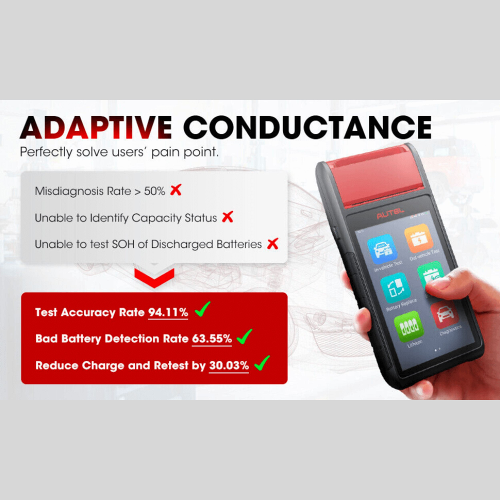 Autel BT608 battery and electrical diagnostic kit with accessories