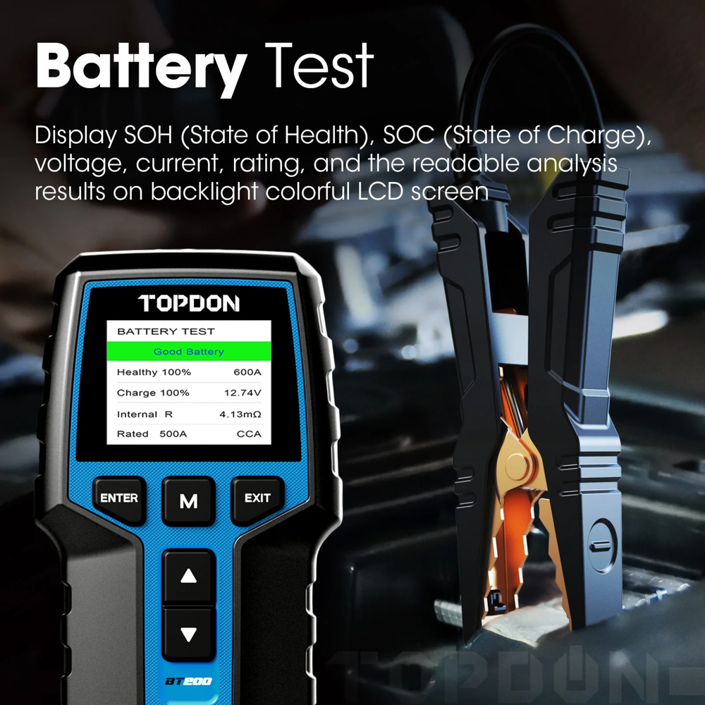 TOPDON BT200 12V 24V battery analyzer LCD display
