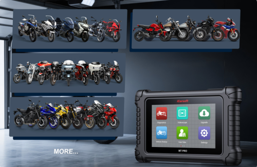 iCarsoft MT Pro – Professional Multi-Brand Motorcycle Diagnostic Tool in Workshop