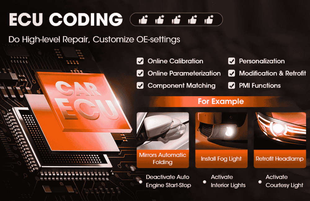 The Launch X431 Pro Elite features advanced ECU coding, allowing professionals to replace modules, adapt new components, and unlock hidden functions with dealer-level precision. It gives workshops the flexibility to customise vehicles, perform retrofits, and ensure every system is correctly initialised.