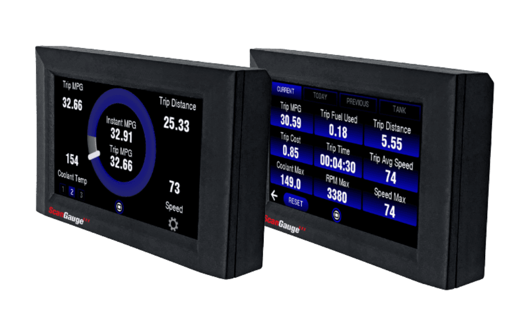 OBD2 gauges to Monitor vital parameters such as coolant temperature, intake air temperature, throttle position, battery voltage, fuel economy, transmission temp, EGT, DPF soot level, TPMS and more.