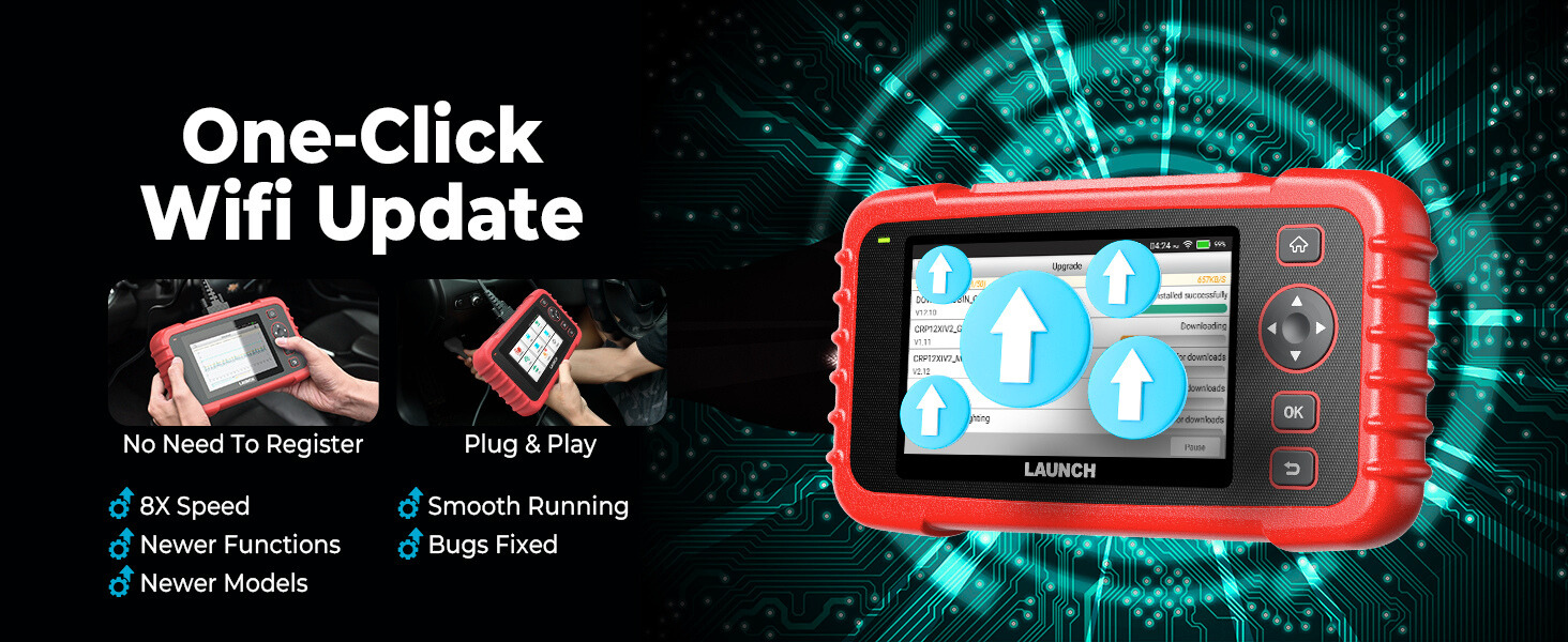 Stay ahead with instant software upgrades—no registration required. The CRP129X updates 8X faster via Wi-Fi, ensuring smooth performance, bug fixes, and access to the newest functions and vehicle models.