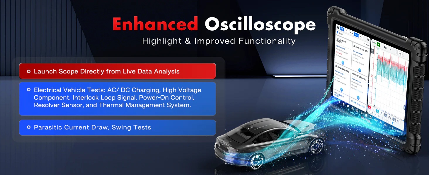 MaxiSYS Ultra S2 integrated 4-channel oscilloscope and digital multimeter provide precise electrical testing capabilities..